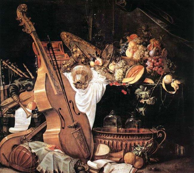 Cornelis de Heem Vanitas Still-Life with Musical Instruments after 1661 Sweden oil painting art